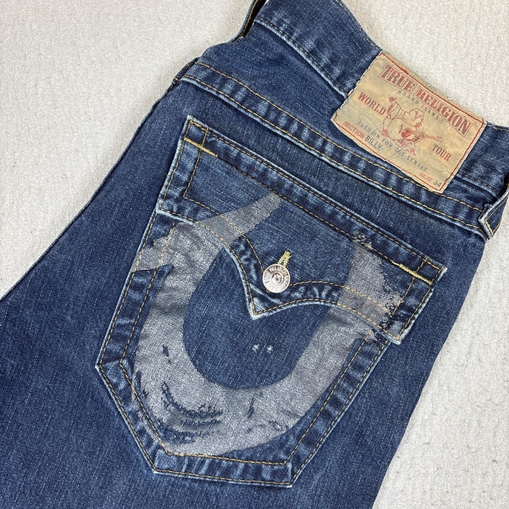 True Religion Men's Billy Bootcut with Flap Pockets Dark Wash Size 36 x33